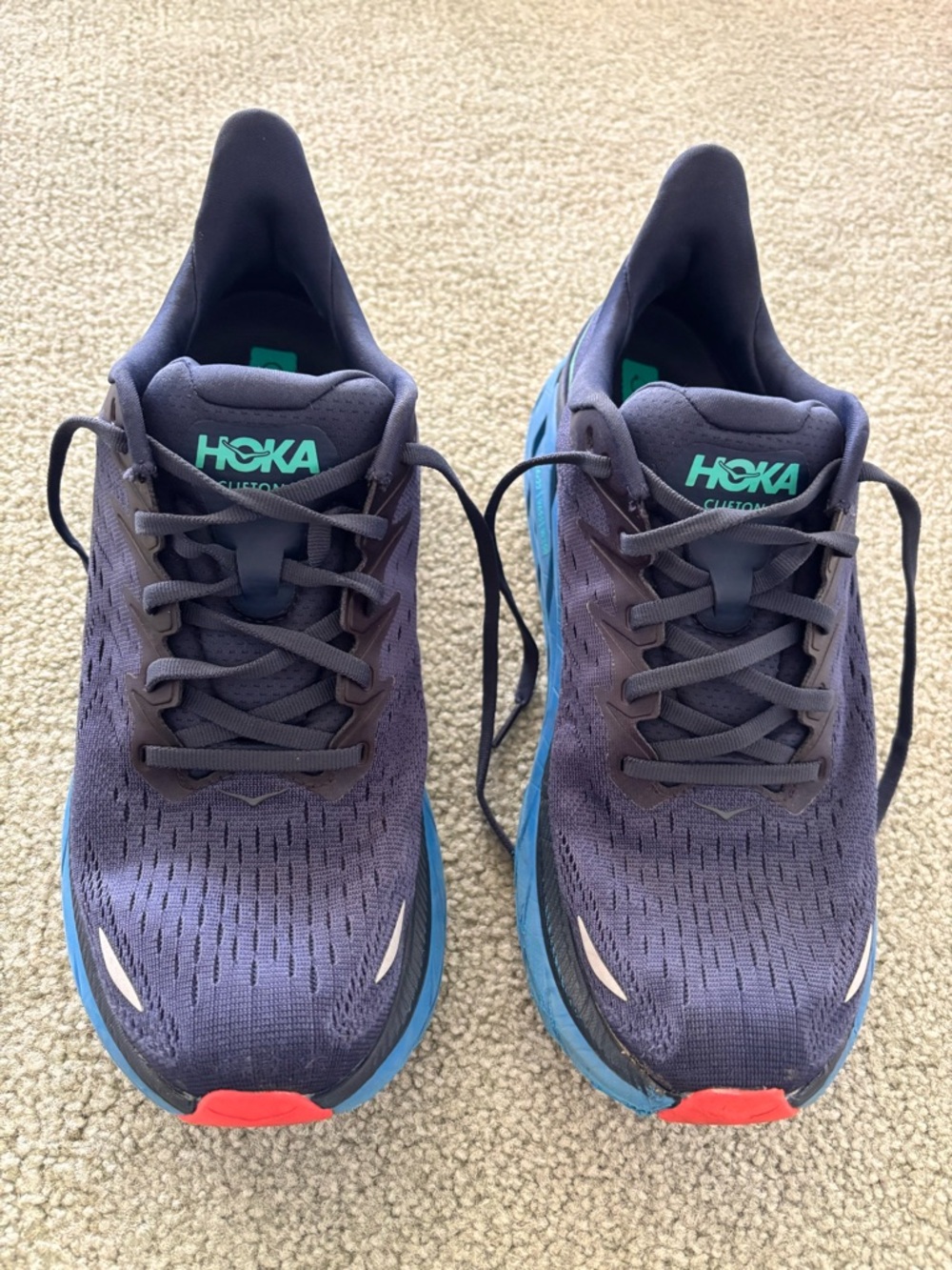 Hoka Clifton 8 Running Shoes in Navy with Teal Logo - Picture 10 of 10